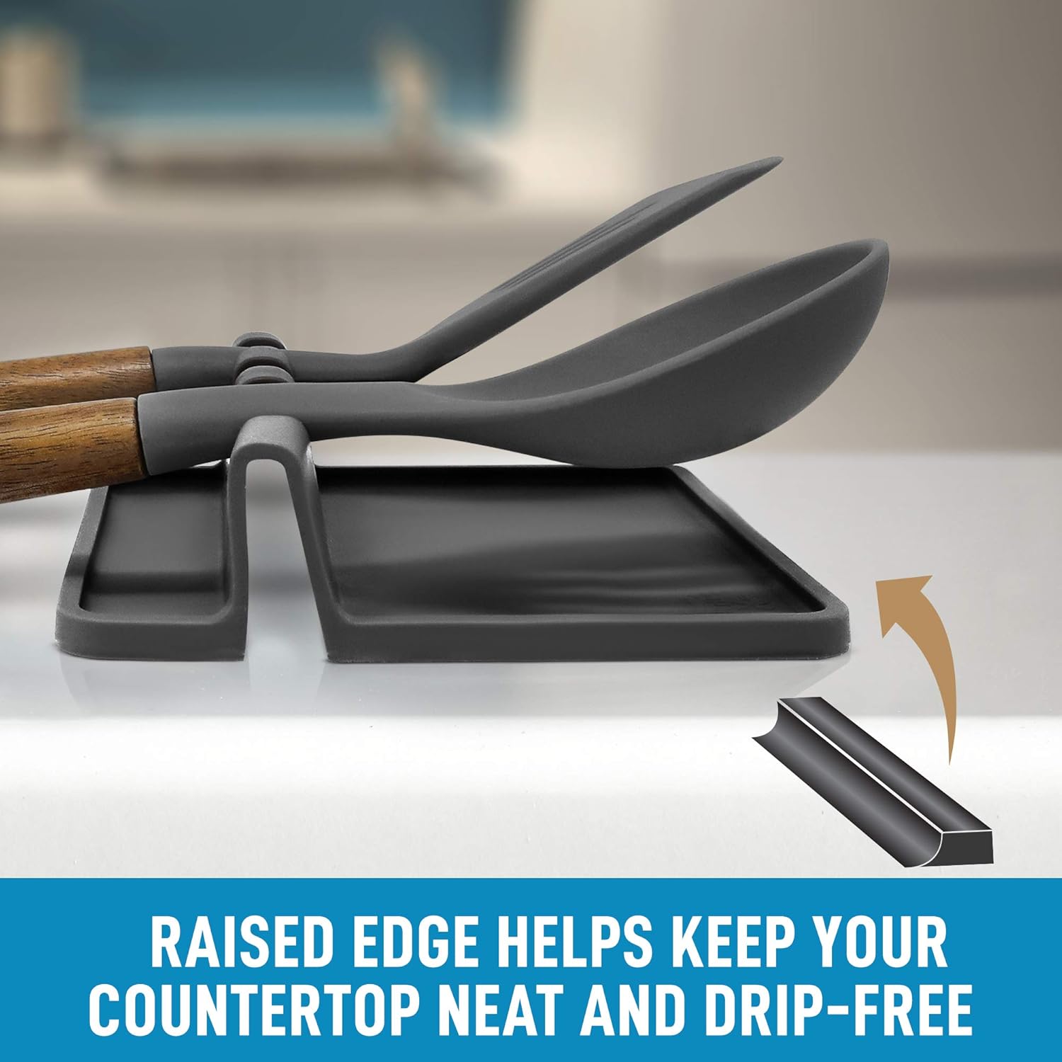 Silicone Utensil Rest with Drip Pad for Multiple Utensils, Heat-Resistant, BPA-Free Spoon Rest & Spoon Holder for Stove Top, Kitchen Utensil Holder for Spoons, Ladles, Tongs & More - by Zulay: Kitchen & Dining