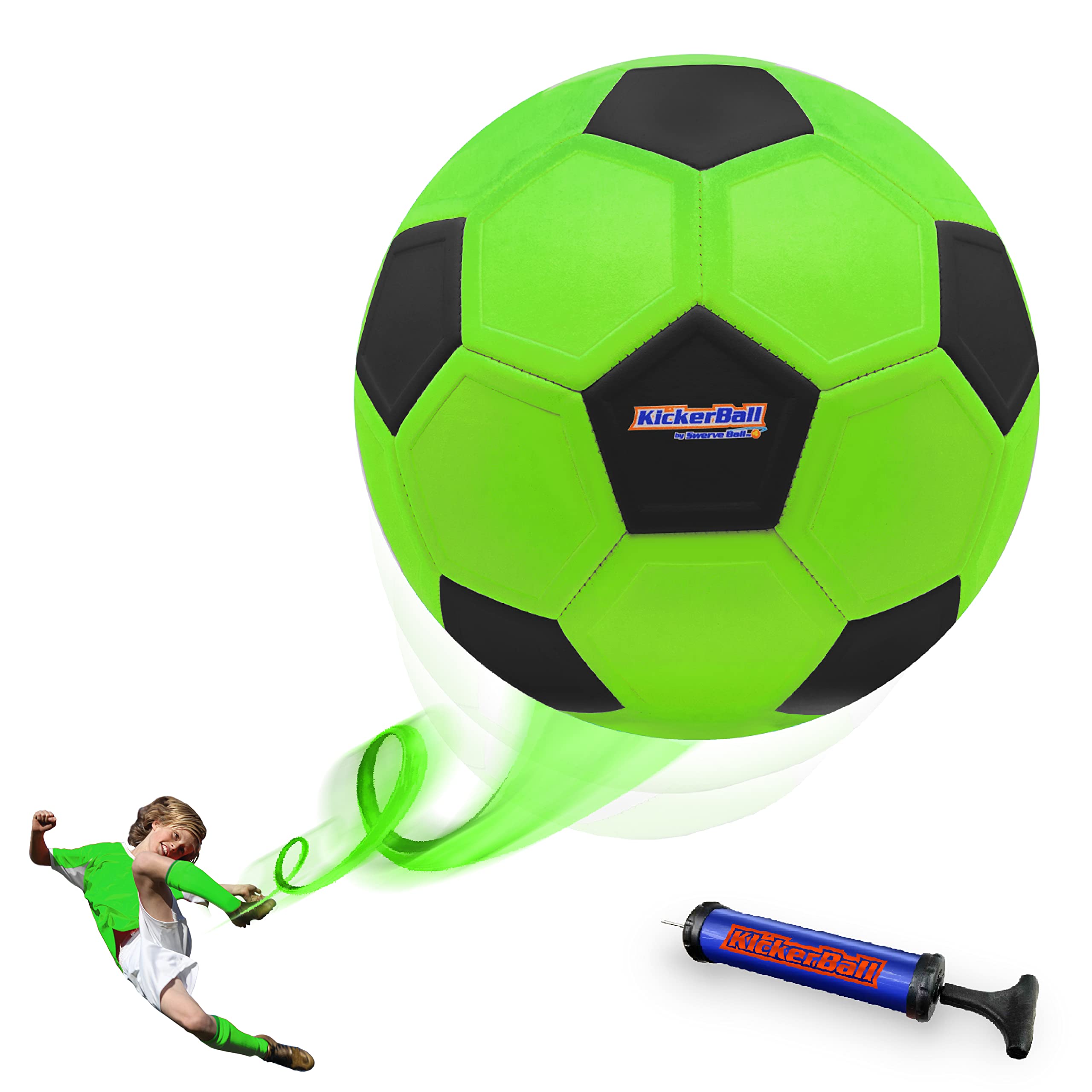 Kickerball - Curve and Swerve Football Toy - Kick Like The Pros, Great Gift for Boys and Girls - Perfect for Outdoor & Indoor Match or Game (Venom Green) — image 1