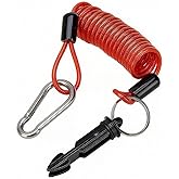 LevChall 6FT Breakaway Trailers Cable, Heavy Duty Stainless Steel Spring Coiled Wire Emergency Brake Safety Lanyard with Pin, Breakaway System Switch for RV Camper Trailer Towing Accessories