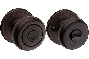 Kwikset Juno Entry Door Knob with Lock and Key, Secure Keyed Handle Exterior, Front Entrance and Bedroom, Venetian Bronze, Pick Resistant SmartKey Rekey Security and Microban