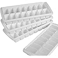 Pack of 4 White Ice Cube Trays for Freezer I Large Ice Cube Trays for Ice Cube Bin I Best Ice Cube Molds to Fill Ice Bucket for Freezer I Easy Release Ice Maker for Freezer with 64 Square Ice Cubes