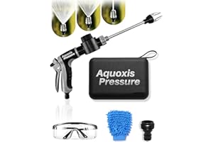 Aquoxis Pressure Washer Gun, High Pressure Garden Hose Nozzle with 360° Rotating Nozzle, 3 Spray Modes, Handheld Jet Nozzle Power Washer for Garden Hose - Fit with U.S. 3/4In Threaded Hoses(Grey-A)