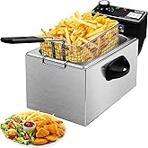Deep Fryer with Basket, 4.2 Qt Electric Deep Fat Fryer for Home Use, Stainless Steel Countertop Oil Fryer Pot for Chicken, Fr