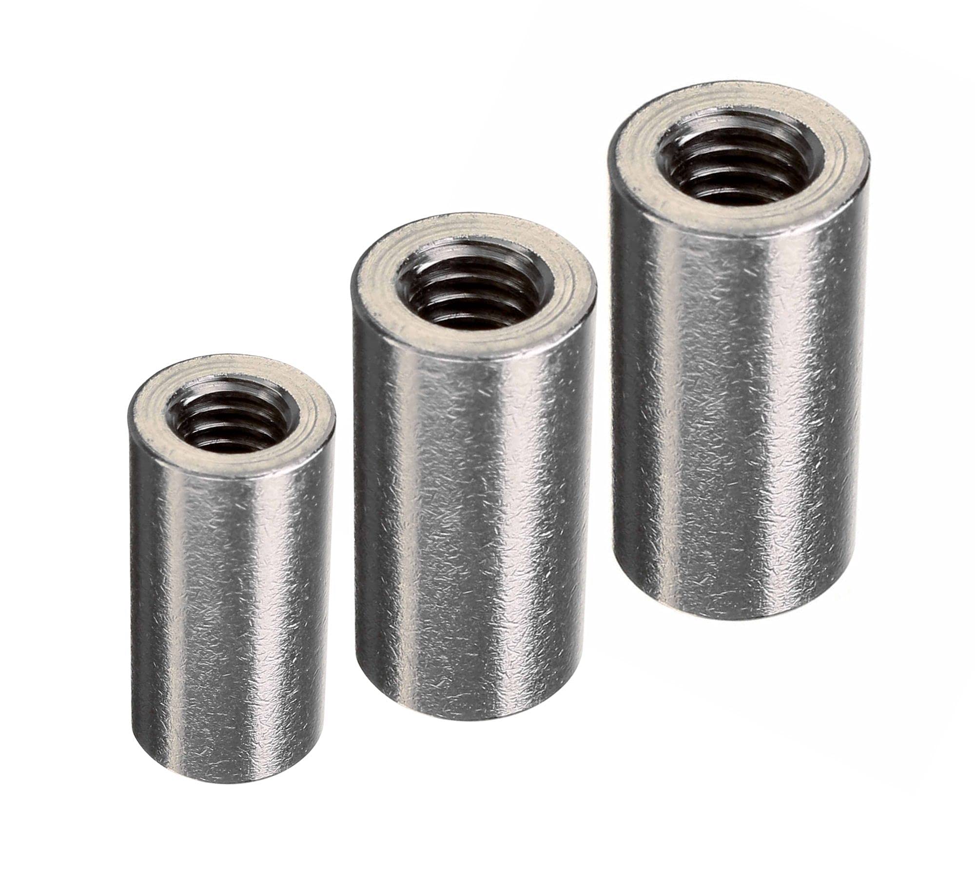 DOJA Industrial | Threaded Sleeve M6 | Pack 30 | Round Connector Nuts Pipe Reducer Sleeve with Internal Thread Fitting Plumbing Fittings | Coupling nut for Bolts and Nuts Metal bar for Threaded Rod