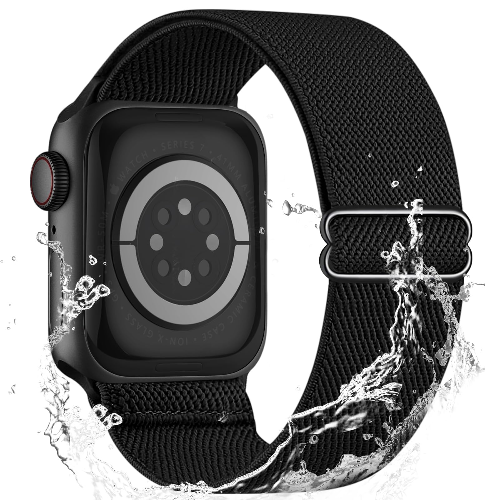Photo 1 of Stretchy Elastic Bands Compatible with Apple Watch Band 46mm 45mm 44mm 42mm 41mm 40mm 38mm 49mm Women Men, Water-Resistant Solo Loop Nylon Sport Straps for iWatch Series 10 9 8 7 6 5 4 3 SE Ultra