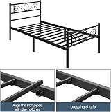Yaheetech 3ft Metal Bed Frame with Headboard Footboard Black view 6