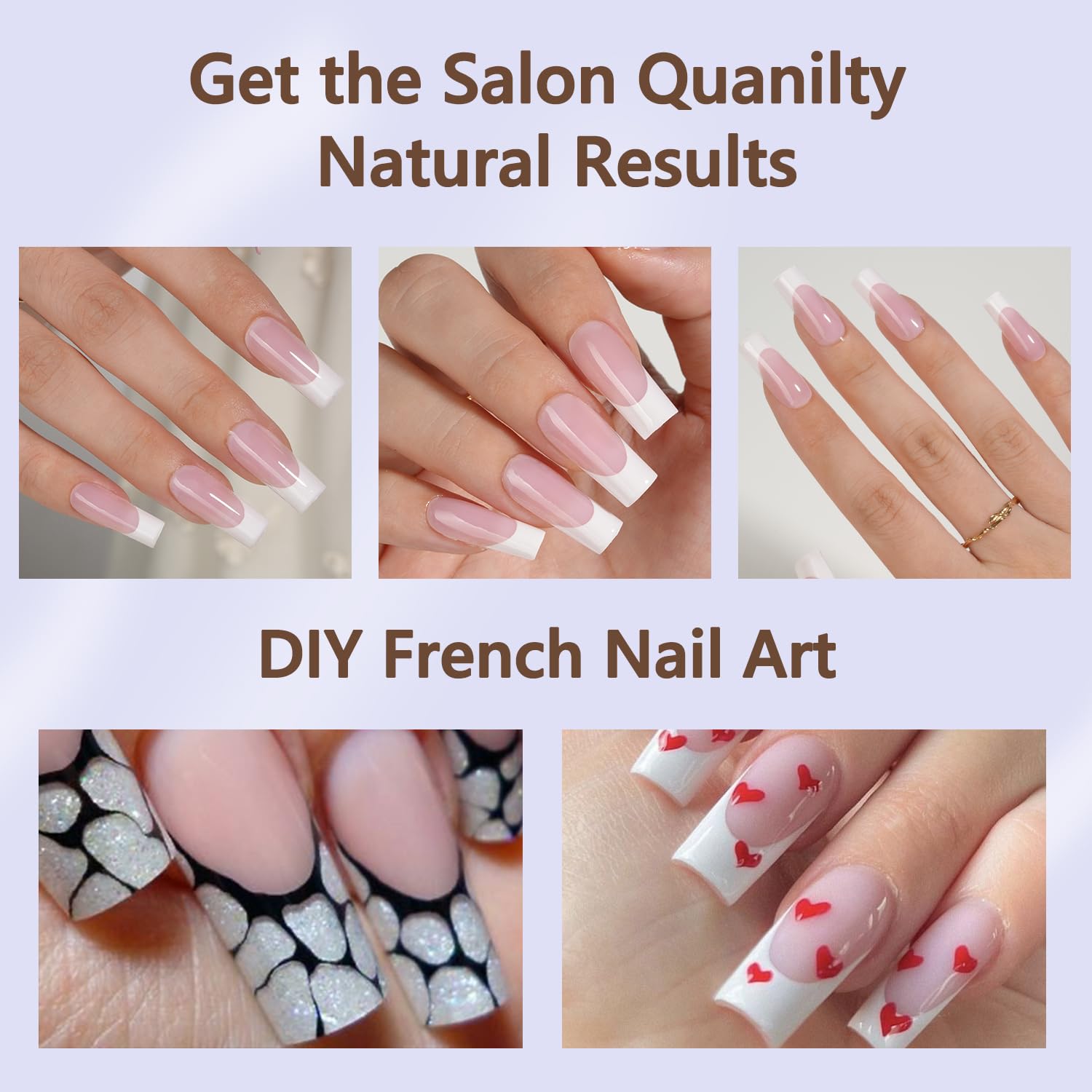 Misssix French Gel Nail Tips, 240Pcs French Tip Press on Nails Long Square Pink, No Need to File Tips Pre-lasting, Fake Nails for Nail Art DIY 15 Sizes - Image 4