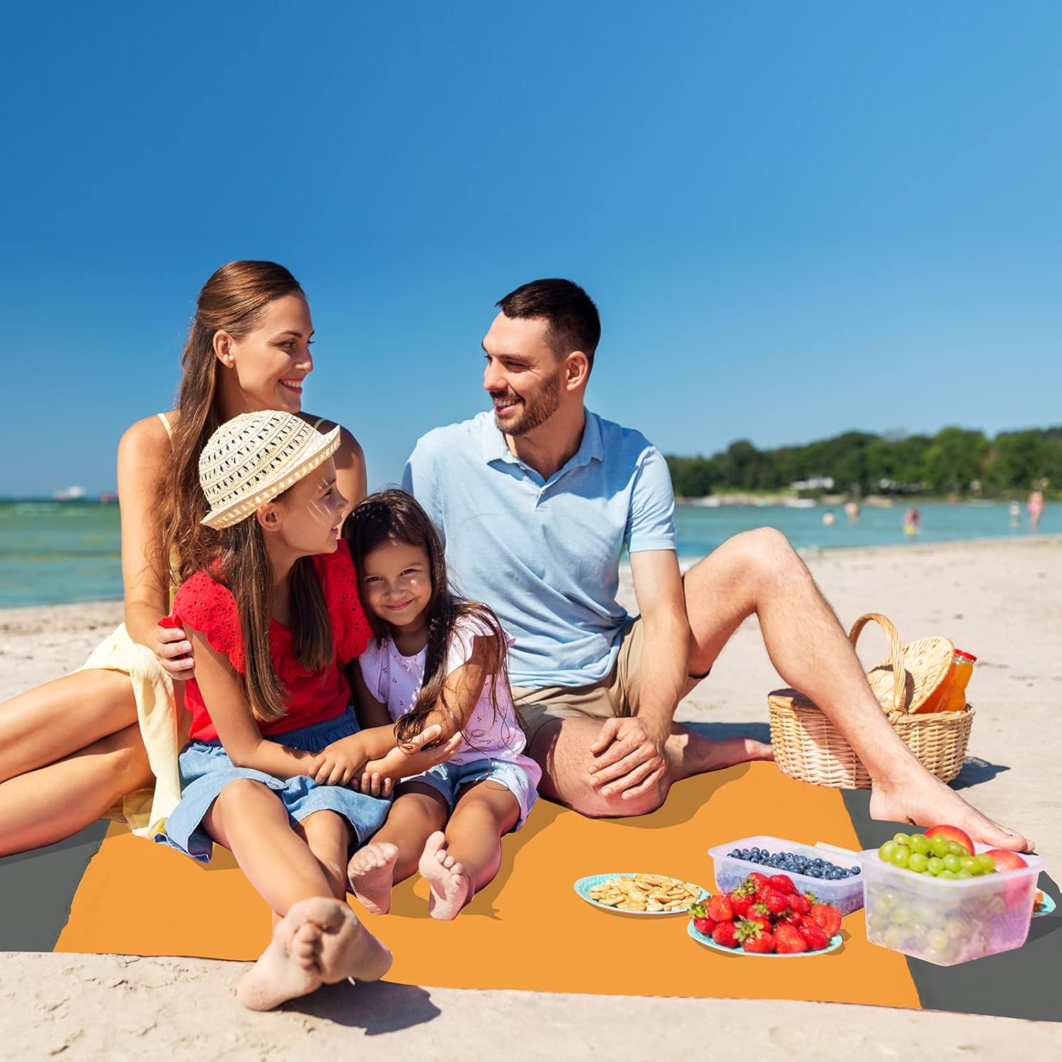 Ruisita Outdoor Beach Mat Waterproof Picnic Mat Sand-Proof Picnic Beach Blanket for Outdoor Camping Travel Hiking Picnic (210 x 200 cm, Orange & Gray) : Sports & Outdoors