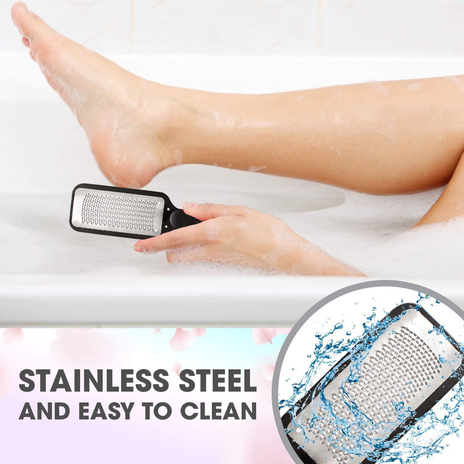 ZECLIN Pedicure Rasp Foot File, Foot Scrubber, Callus Remover, Stainless Steel Foot Files for Easy Trimming Dead Skin, Callus, Foot Corn, Cracked Heels, Can be Used on Both Wet and Dry Feet (Black) : Beauty