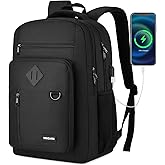 WINDARS Backpack for Men and Women, Casual School Backpack Teen Boys and Girls Lightweight 15.6 Inch Laptop Bookbag with USB Charger for College Work Travel (Black)