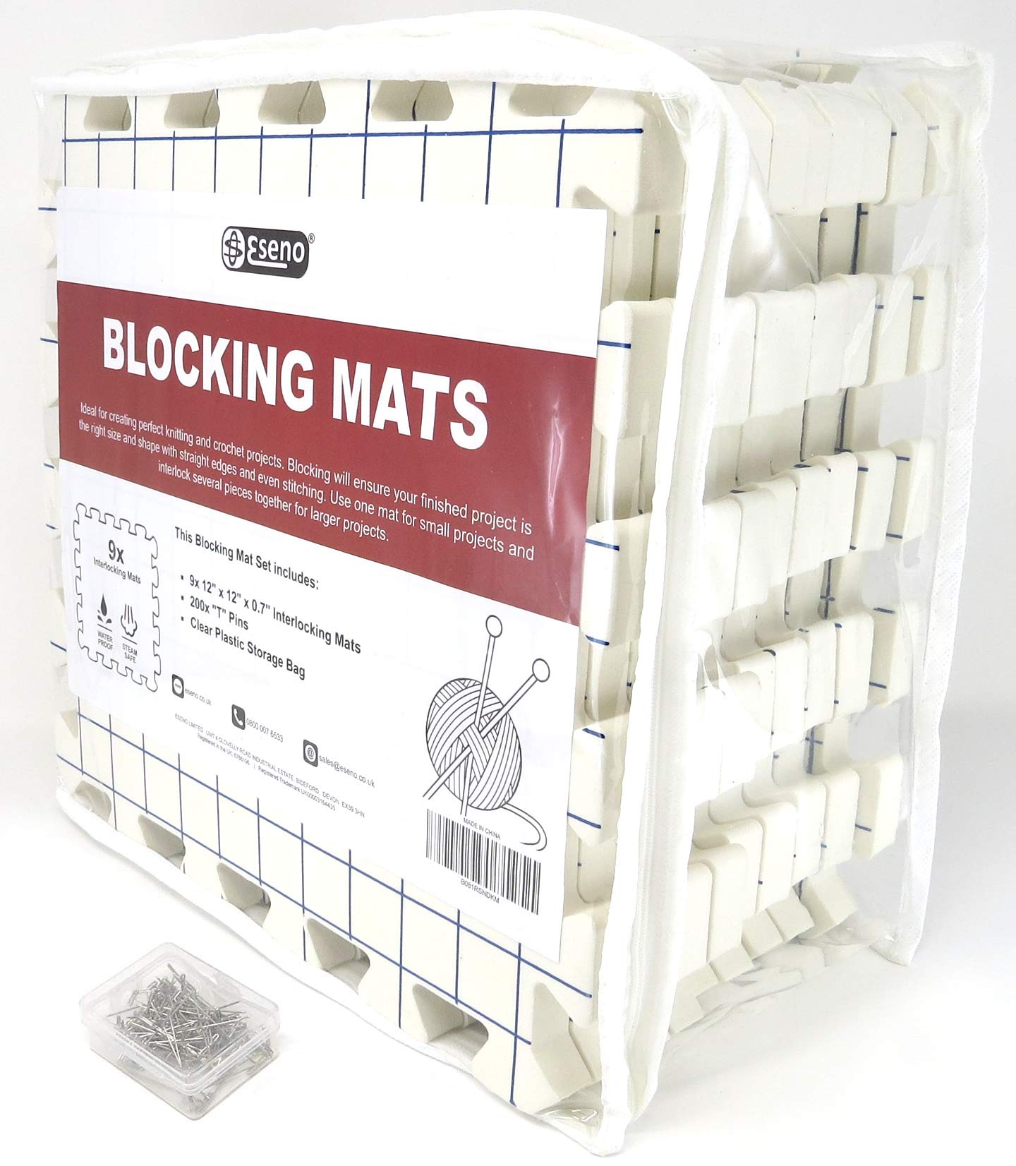 Eseno® 12" x 12" Blocking Mats for Knitting Extra Thick, Needlework or Crochet (9pc Blocking Mat Set)