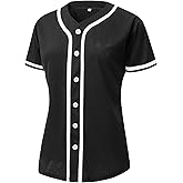YWIES Womens Button Down Baseball Jersey, Blank Softball Team Uniform, Hip Hop Hipster Short Sleeve Active Shirts