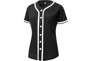 YWIES Womens Button Down Baseball Jersey, Blank Softball Team Uniform, Hip Hop Hipster Short Sleeve Active Shirts