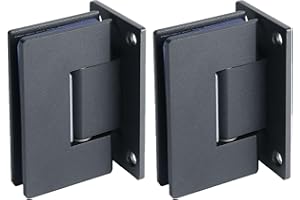 Alise Glass Shower Door Hinges, 90 Degree Shower Door Hinges for Glass Doors Heavy Duty Stainless Steel Cabinet Wall,Frameless Doors Hardware Replacement Part,Black(2P)