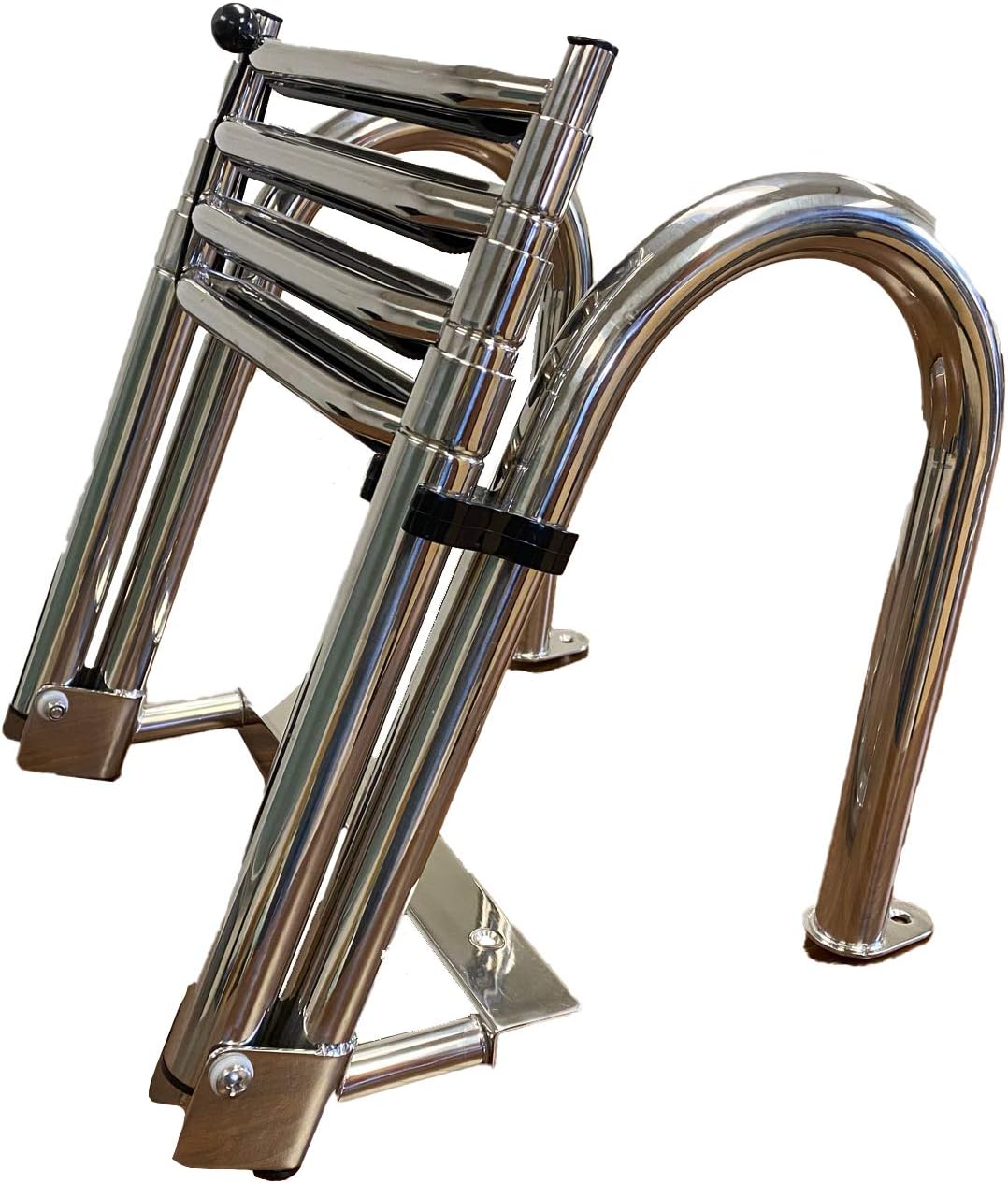 Step 4 Customs A Class Pontoon Strap Retaining Tread Plastic Railing Slip Proof Hand Pedal With Ladder Deck Ladder Swim Yacht Marine Steel Stainless 304 Premium Foldable Ladder Boat Ladders Docking Anchoring Equipment Enjoy Saving