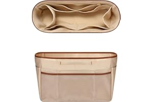 GIVLEFLY Tote Organizer Insert with Multiple Pockets Purse Dividers for Inside Bag with Handle Lightweight Purse Liner with Cup Holder Fit for Longchamp Medium Size and City30 and More (Medium,Beige)