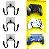 Pmsanzay 3 Pack Universal Self-Adhesive Game Controller Wall Mount Storage Organizer Stand Holder Hanger for Xbox One PS4 Switch Pro Controller,Headphone,Cables,etc - No Drilling, Stick on