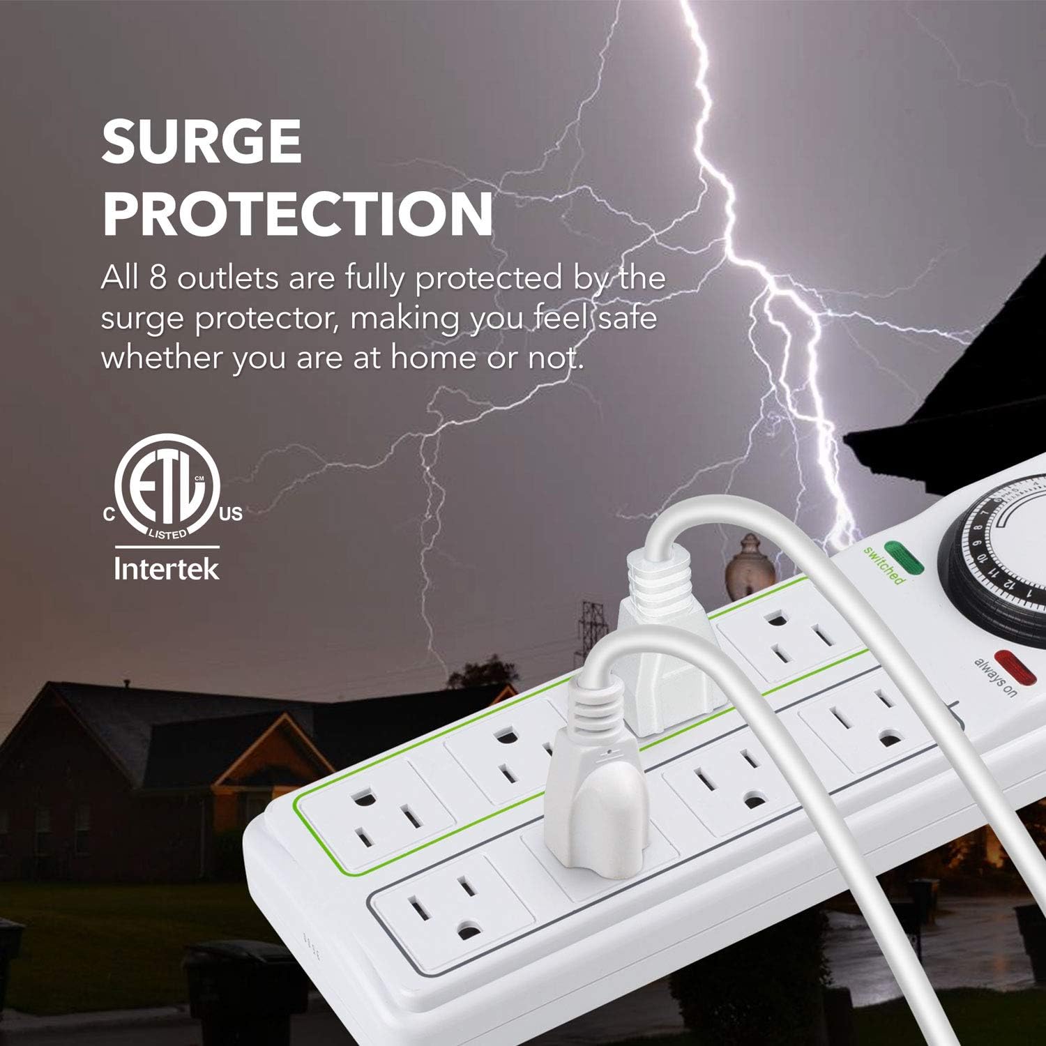 BNLINK Surge Protector with 8 Outlets & Timer Power Strip Mechanical