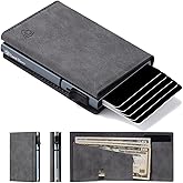 Conceal Plus Card Blocr Pop Up Wallet for Men - Slim Metal RFID Blocking Card Holder (4-6 Cards Ejector) - Minimalist Smart Front Pocket Wallet with Internal Cash + ID Storage