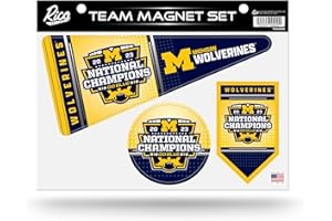 Rico Industries NCAA Michigan Wolverines 2024 CFP National Champions Team Magnet Set 8.5" x 11" - Home Décor - Regrigerator, 