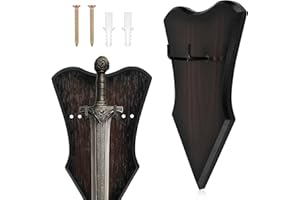 Sword Wall Mount Set, Thick Wood Adjustable Sword Stand Holder Wall Mount Hanger Rack with Nails and Buckles Dagger Bow Axe V