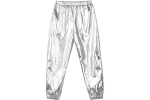 JEEYJOO JEYPINMI Kids Girls Hip Hop Street Dance Pant Legging Sparkle Metallic Jazz Stage Performance Sweatpant Costume