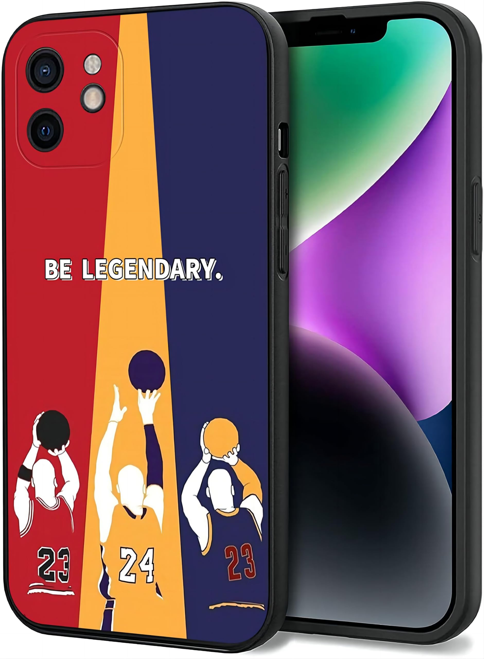 GLBUGUFY Basketball Legend Player Classic Pattern Designed for iPhone 12 Case, Compatible with iPhone 12 Case 6.1 inch, Soft Silicone Protective Cover, Anti-Scratch Shockproof Phone Case for Men Boys