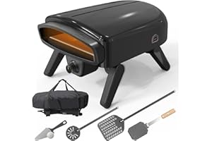Maharlika Gas Pizza Oven Outdoor 14" Pizza Oven with Built-In Thermometer, Portable Propane Pizza Oven Stainless Steel with Stone, Griddle, Pizza Peel, Turner, Cutter, Carry Bag for Outdoor Kitchen