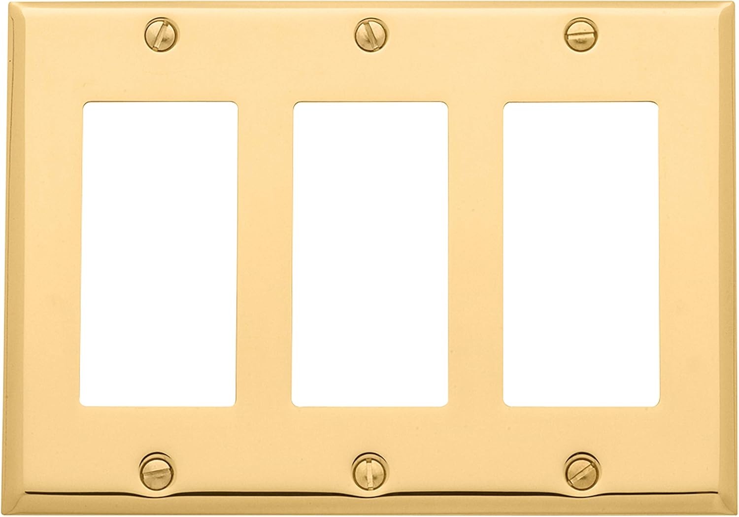 Baldwin Estate 4740.030.CD Square Beveled Edge Triple GFCI Wall Plate in Polished Brass, 4.5" x 6.5"