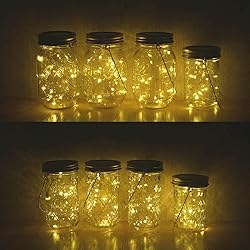 Decorman Solar Mason Jar Lights 4 Pack 20 LED