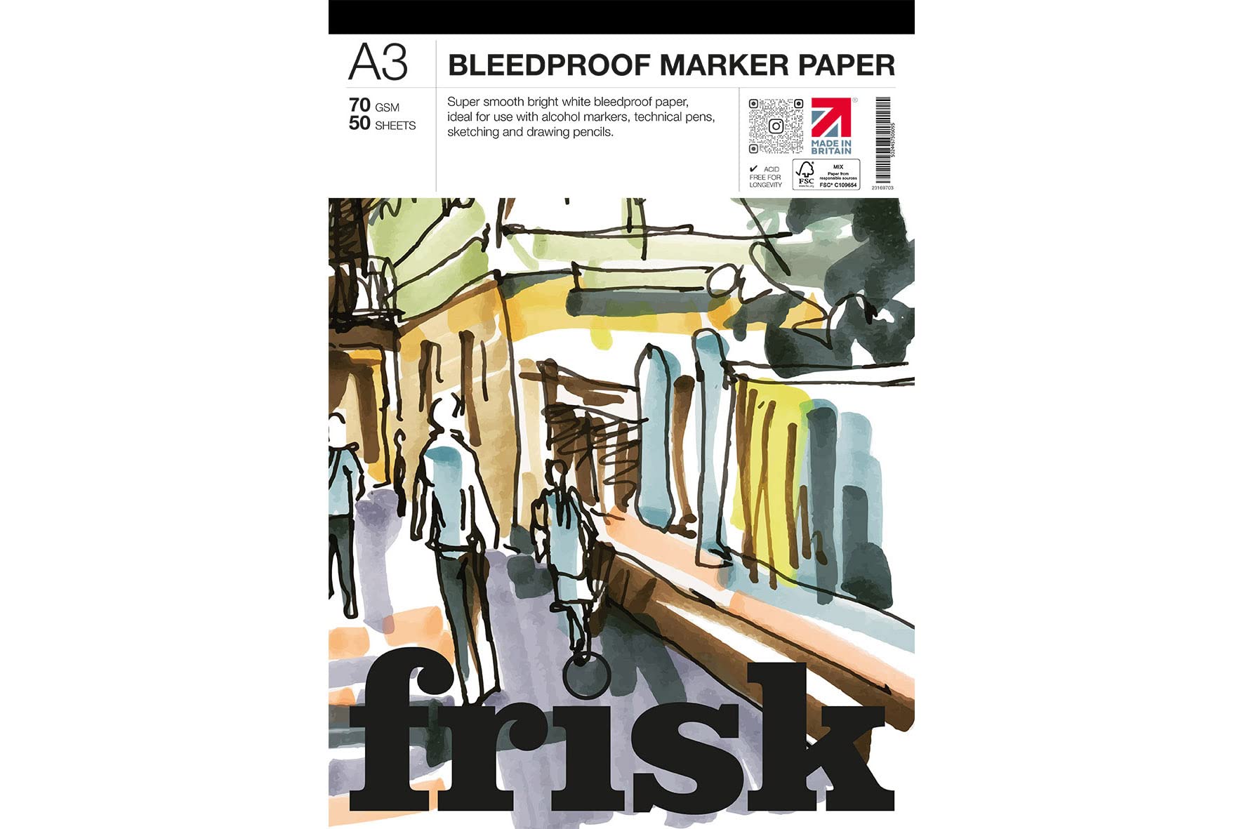 Frisk Bleedproof Marker Paper Pad A3 70gsm