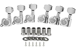 KAISH Lefty 18:1 Locking Tuners Tuning Keys Guitar Locking Tuning Machines with Mini Contemporary Buttons for Strat/Tele/Les Paul Electric/Acoustic Guitars Chrome