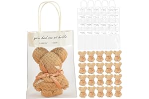 Bear Towels, 20 Set Baby Shower Favors, 12x12in Soft Cute Shaped Bear Towels with Exquisite Bag for Wedding, Graduation, Vale
