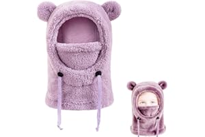 Youevmai Kids Winter Fleece Hats Balaclava，Warm Ski Face Mask Windproof Adjustable Full Cover Neck Warmer，Hood Neck Scarf