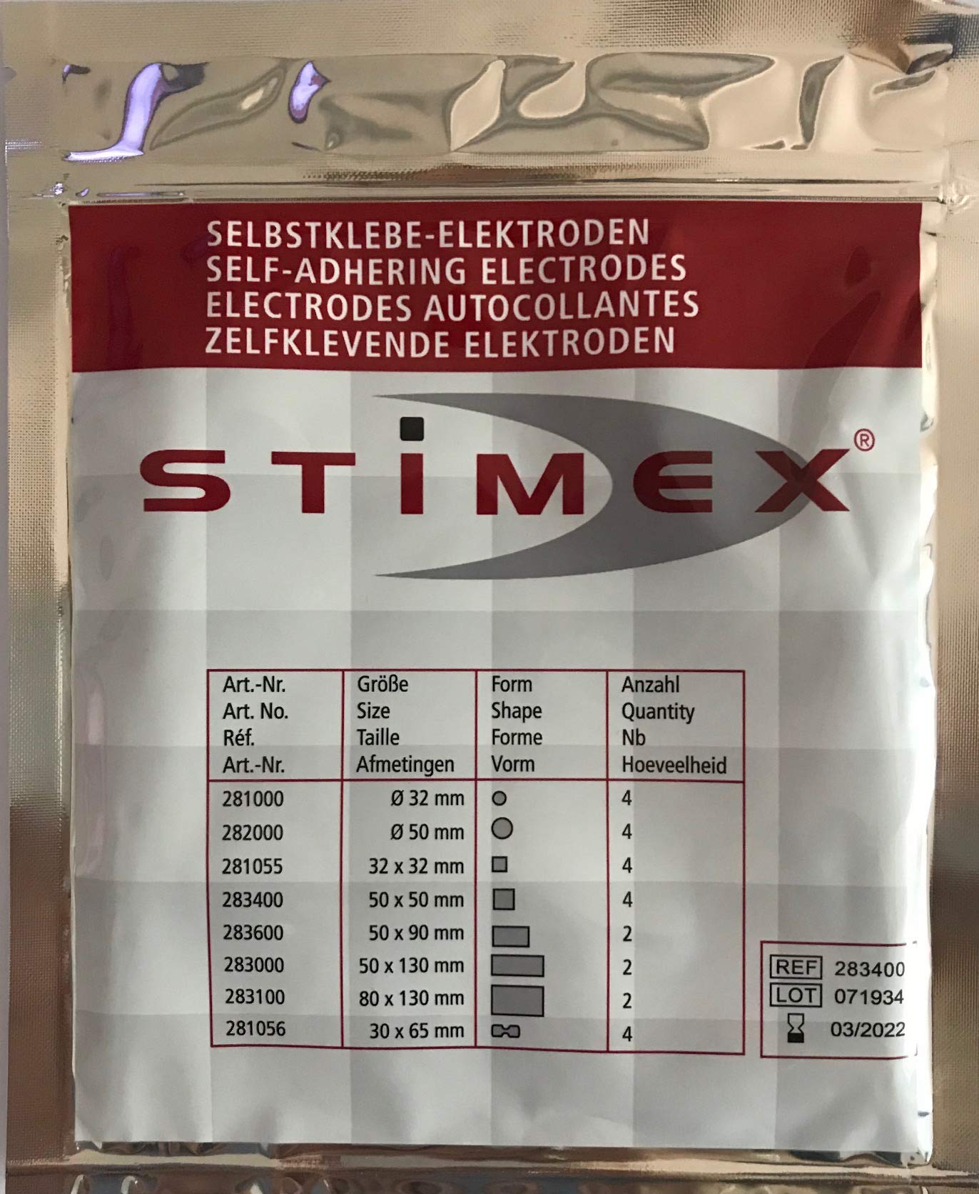 Stimex Electrode 50 x 50 mm Pack of 4 Electrodes