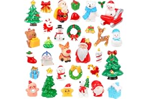QAUYETM 50Pcs Christmas Miniature Figurines 50 Style Christmas Mini Resin Crafts to Hide Tiny Small Santa Snowman Xmas Tree Reindeer Figurines for Xmas Stocking Goodie Bag Fillers Winter Party Dollhouse Decor