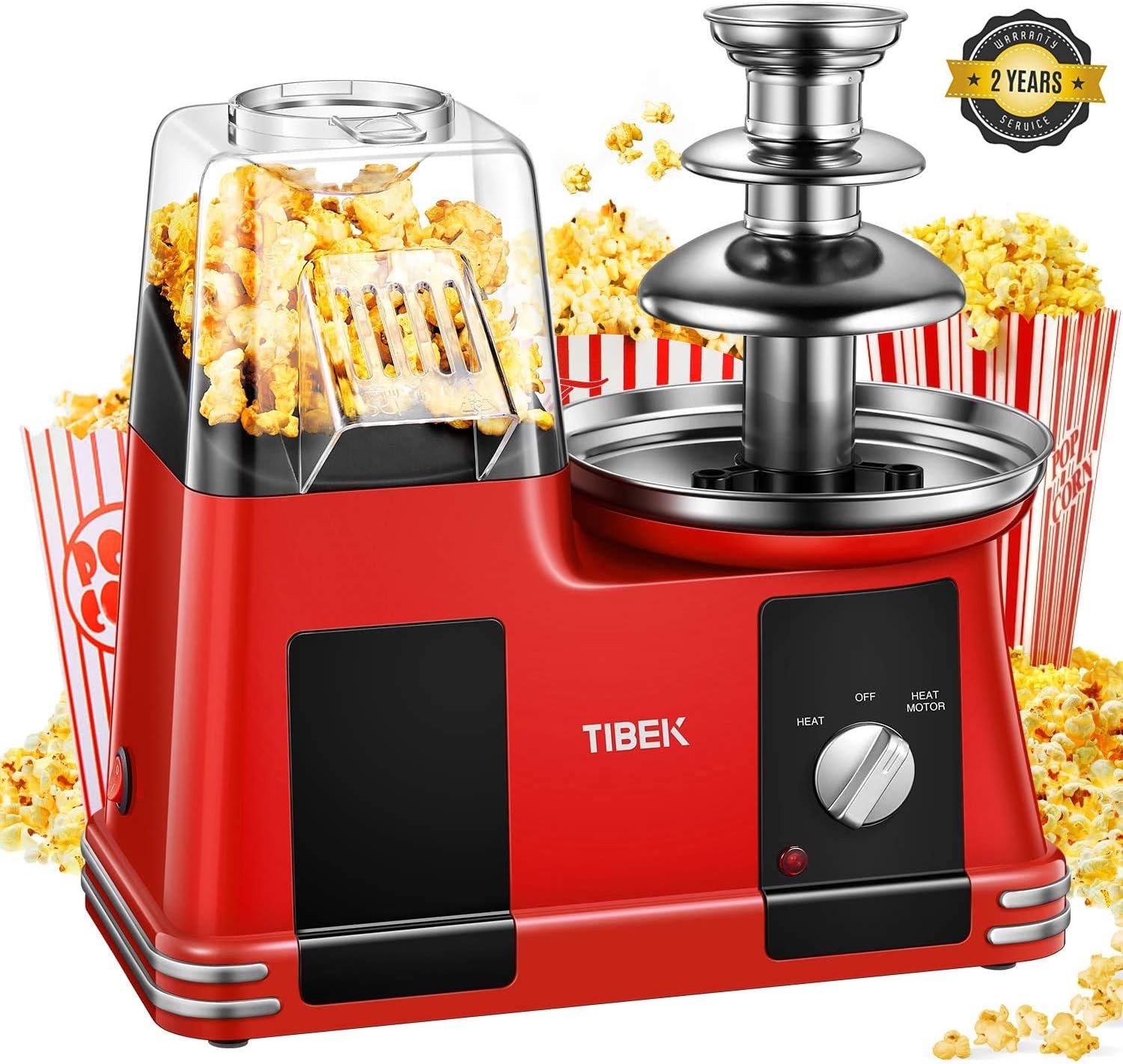 Máquina de palomitas de aire caliente con fuente de chocolate de ...