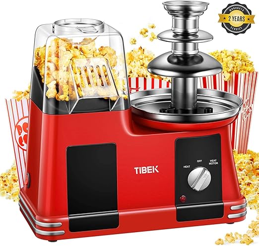 Máquina de palomitas de aire caliente con fuente de chocolate de ...