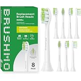 BRUSHMO Whitening Replacement Heads for Philips Sonicare, 8 Pack White | Designed for Stain Removal, Diamond-Cut Bristles, Fade Indicators, Protective Caps, Fits Click-On Handles