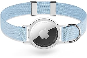 AirTag Cat Collar, FEEYAR Ultra Elastic GPS Cat Collars with Apple Air Tag Holder, Lightweight and Scratch Resistant Stepless Adjust Collars for Cats Kittens, 8-12 Inch (Blue)