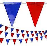 NACARUM Blue & Red Pennant Banner Flags | Heavy-Duty Outdoor | OSHA 500lb Rated | Strand Fade Resistant 【102FT】