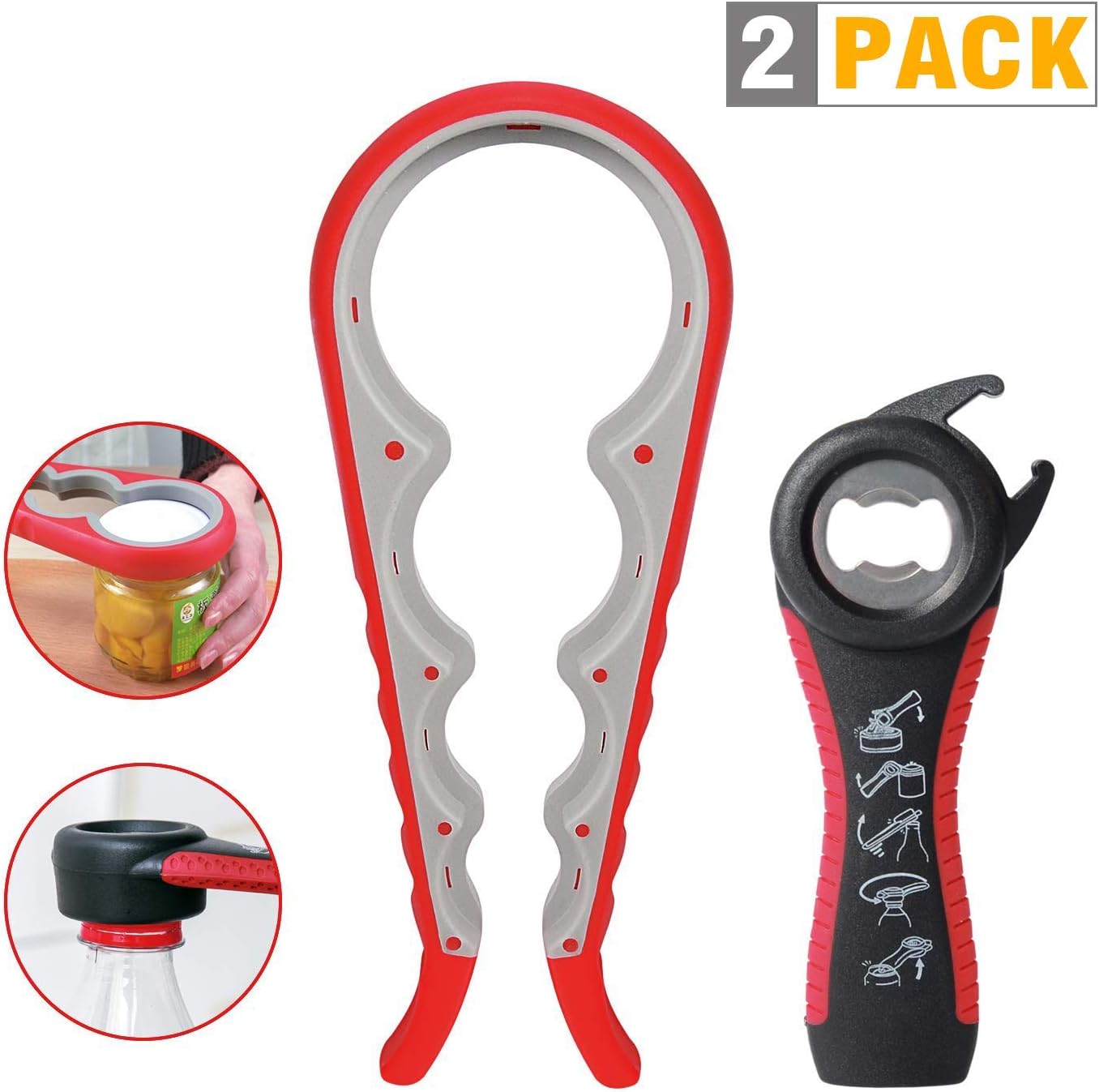Jar Opener, 5 in 1 Multi Function Can Opener Bottle Opener Kit with
