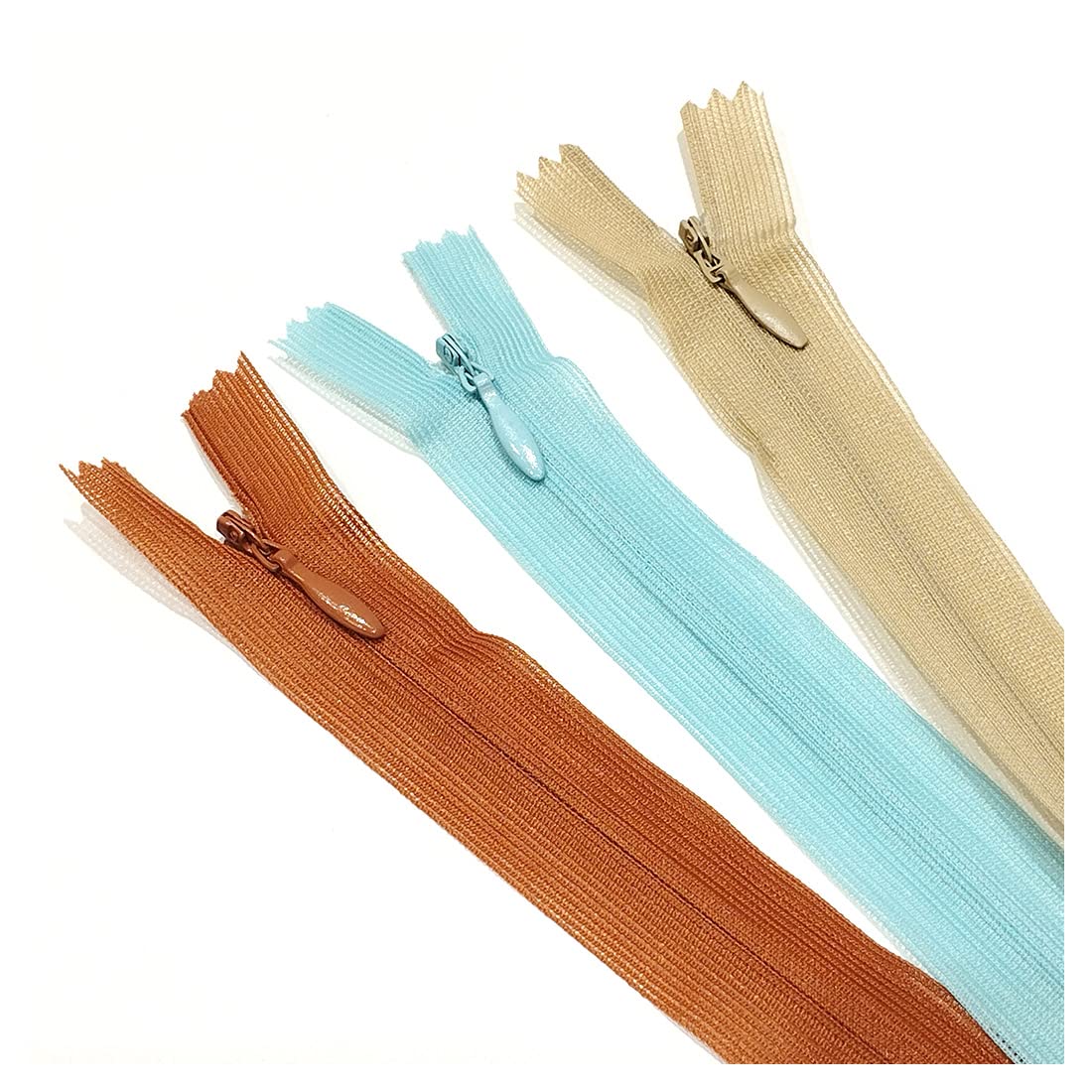 15 Invisible Zippers Closed, Many Sizes and Colours Available, Mesh .3, Fine Zipper, Elegant and Discreet for Sewing on Clothes, Dresses, Skirts, Sewing, (60 cm, 3 Colours-6)