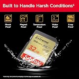 SanDisk 32GB Extreme SDHC UHS-I U3 V30 100MB/s 60MB/s Shot Speeds view 5