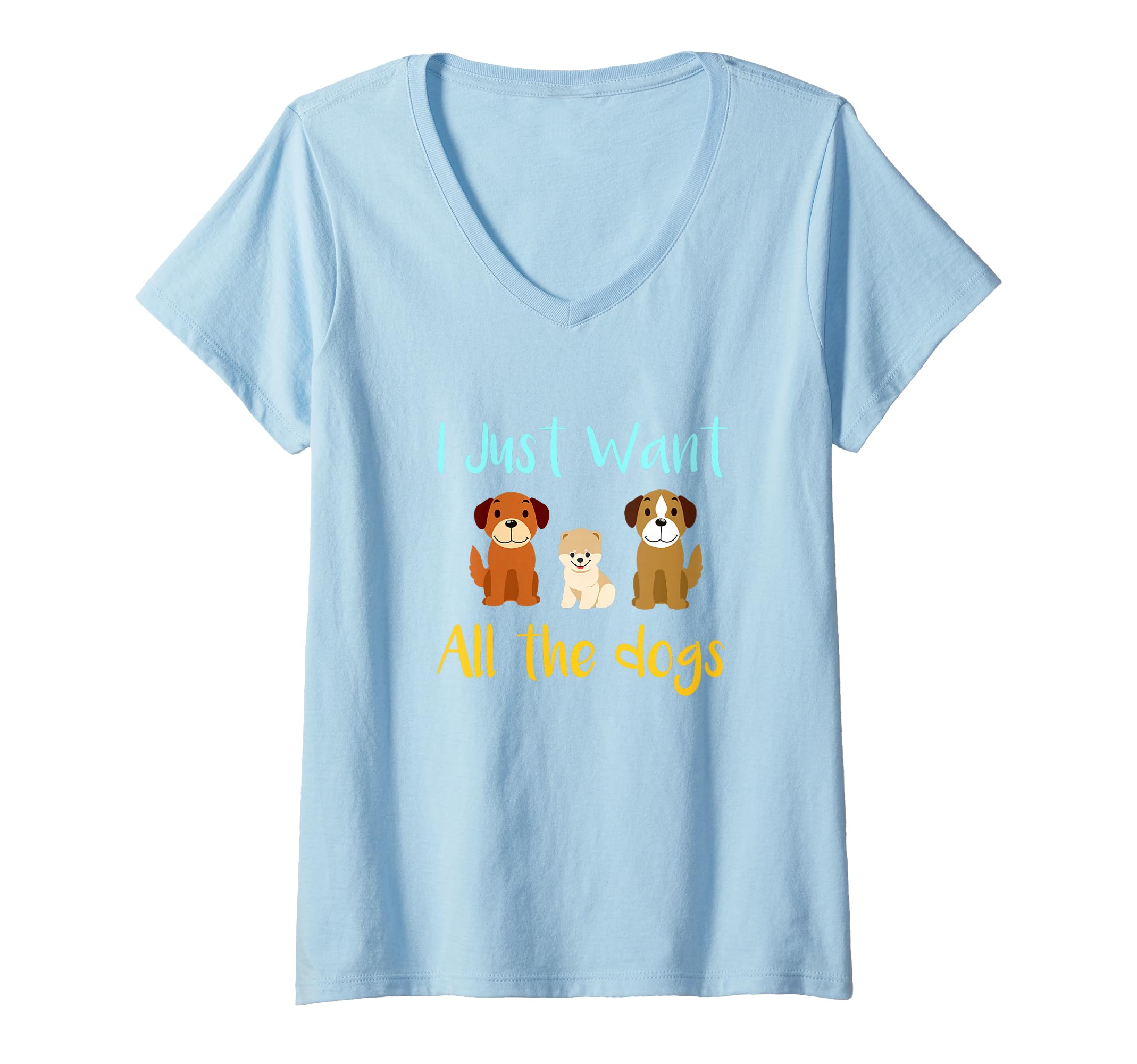 Womens Want All The Dogs Rescue Dog V-Neck T-Shirt