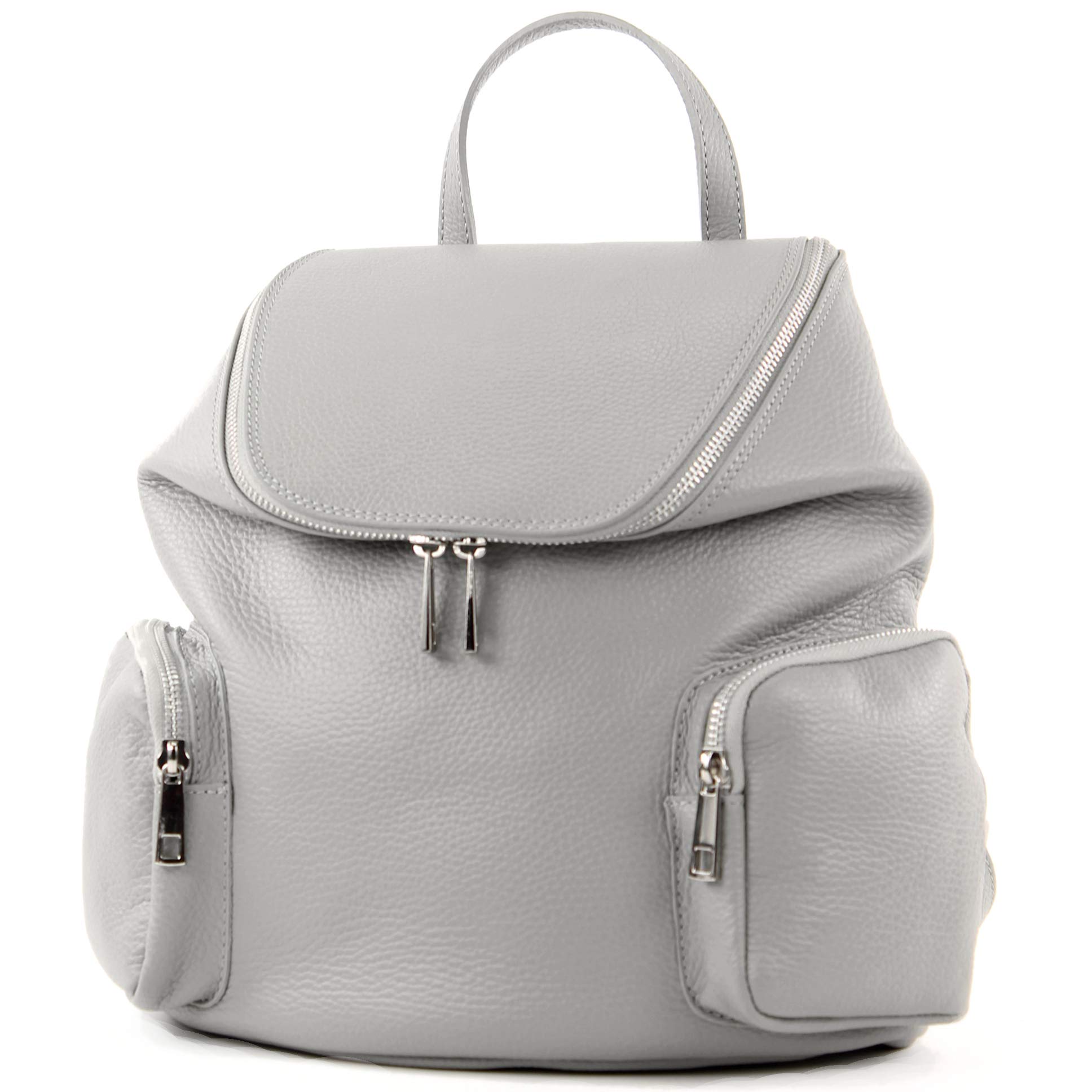 modamoda de - ital Ladies backpack bag in leather T175, Colour:Tele gray