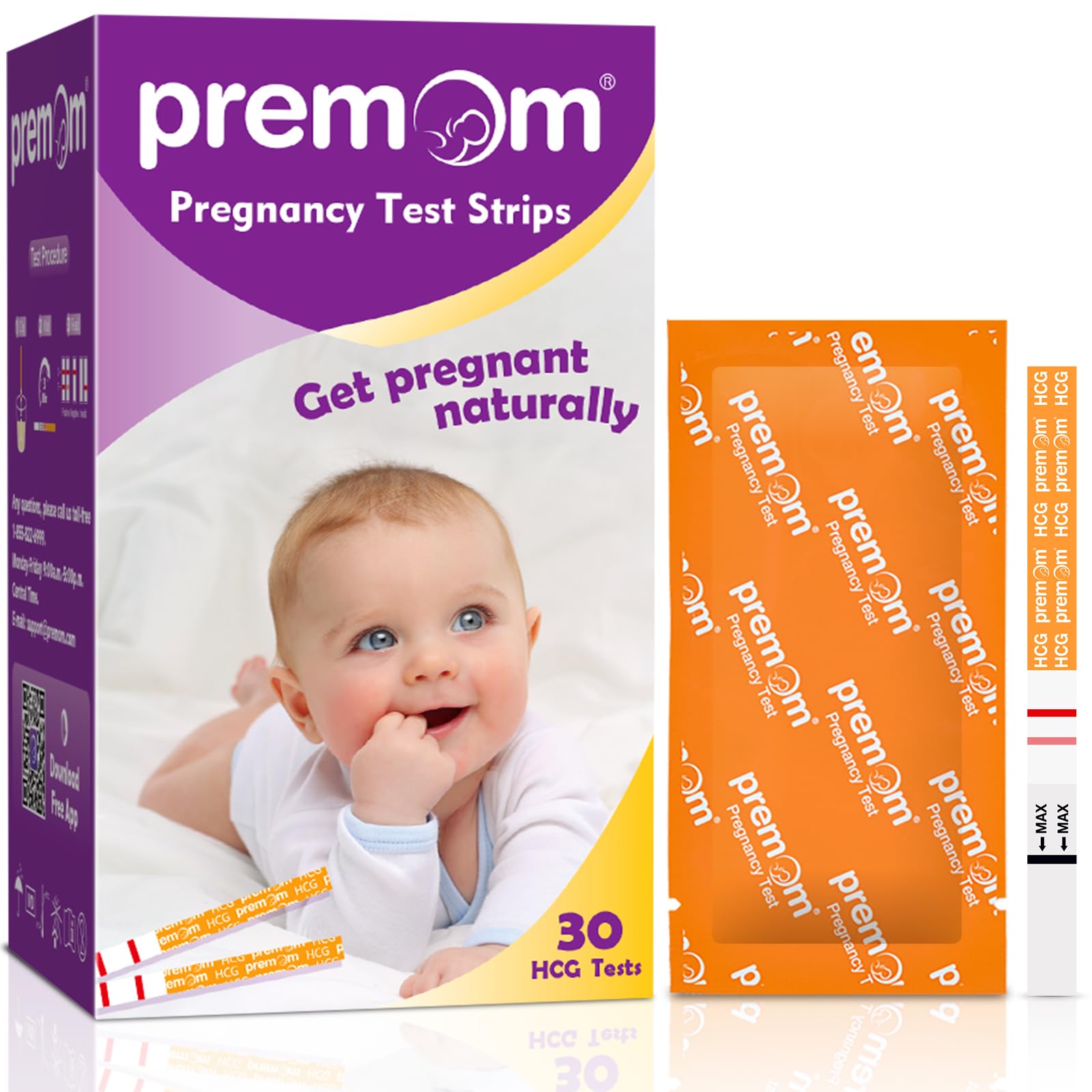 Premom Pregnancy Test Strips: 30 Early Detection Pregnancy Test Kit - Rapid Detection Pregnancy Test, Ultra Early HCG Pregnancy Tests 10mIU/ml | Powered by Premom Ovulation Predictor