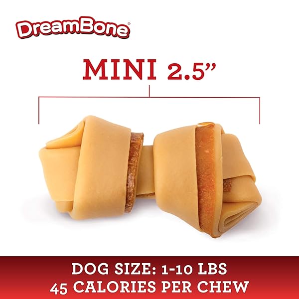 DREAMBONE MINI CHEWS, MADE WITH REAL BACON AND CHEESE FLAVOR, RAWHIDE FREE DOG CHEWS, 24 COUNT