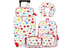 Emissary 5 Piece Kids Luggage Set - Carry On Suitcases With Wheels For Girls & Toddlers, Travel Luggage