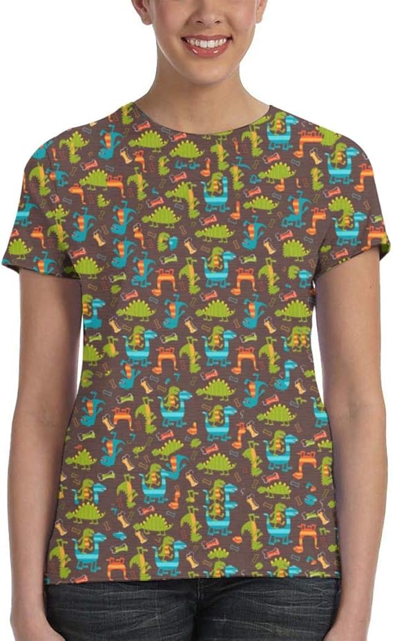 Amazon Co Jp 人気新品 かわいい恐竜 大人の女性tシャツ 限定原宿teeトップス レディースゆったりした家着 機能運動服 半袖の丸首上着 二次元花柄 日常 両面カラープリント Chic贈り物 M 服 ファッション小物